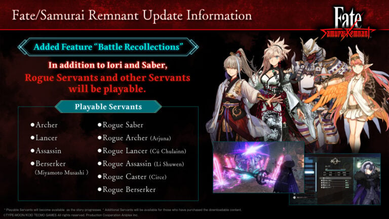 《Fate/Samurai Remnant》1.03更新全新從者以及難度