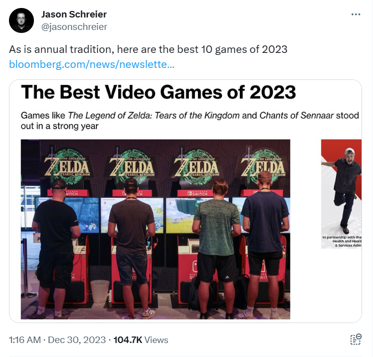 彭博社評選2023年十款最佳遊戲《暗黑破壞神4》上榜被質疑