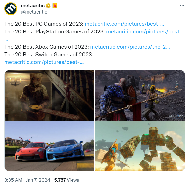 M站2023年各平台評分最高遊戲榜單出爐《柏德之門3》贏麻