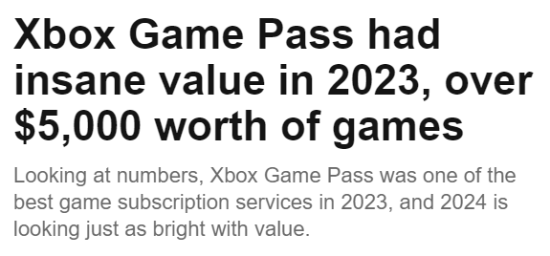 外媒：XGP是23年最好的訂閱服務之一 遊戲價值超5000美元