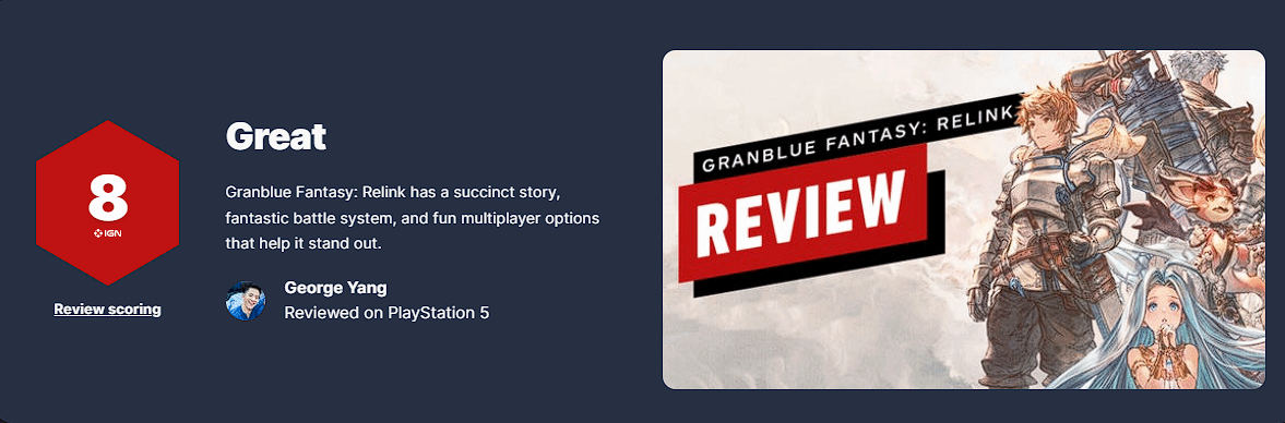 《碧藍幻想Relink》IGN8分：劇情、戰鬥都很出眾！
