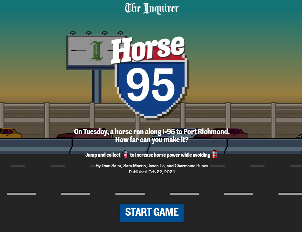 《費城詢問報》推出整活惡搞跳躍遊戲《Horse 95》