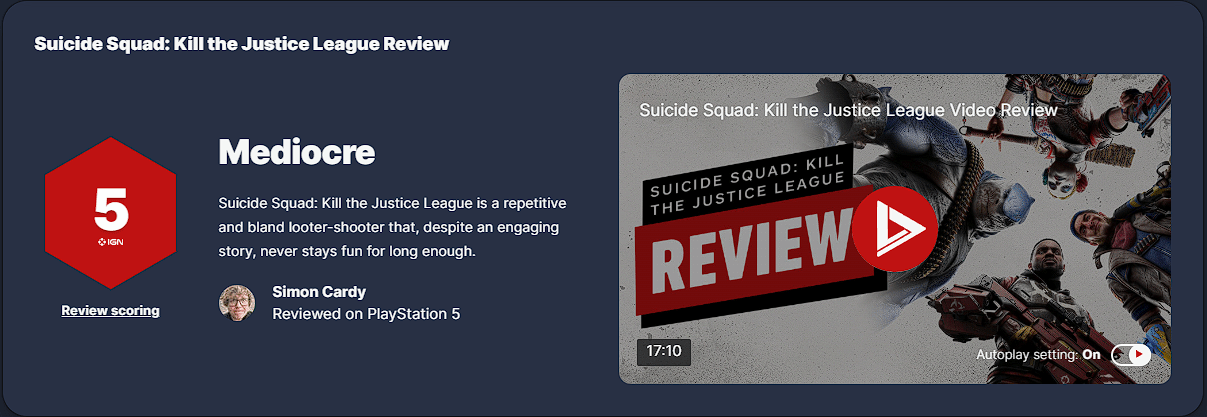《自殺小隊殺死正義聯盟》IGN5分：沮喪且乏味 遊戲一團糟