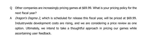 CAPCOM考慮漲價：繼《龍族教義2》後推出更多70美元遊戲