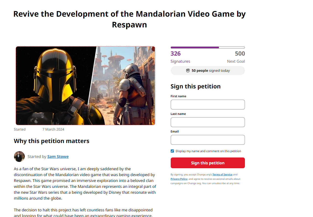 星戰粉絲請願：希望EA能復活被砍掉的《曼達洛人》遊戲