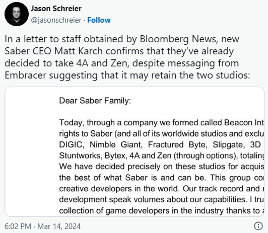 《戰慄深隧流亡》開發商4A Games將脫離Embracer Group
