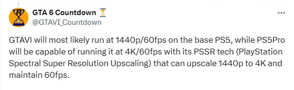 PS5版《俠盜獵車手6》可能是2K/60幀：Pro強化至4K解析度