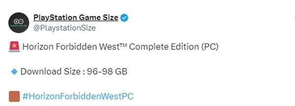《地平線西域禁地》PC版容量大小公布：約96至98GB