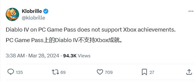 曝PC Game Pass上的《暗黑破壞神4》不支持Xbox成就