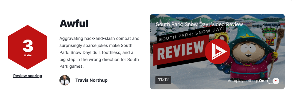 《南方公園下雪天》IGN 3分：朝錯誤方向邁出一大步