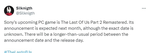 SONY獨占遊戲《最後生還者2復刻版》下月宣布上架PC