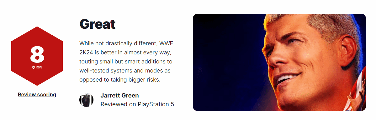 《WWE 2K24》IGN 8分：令人印象深刻 每年都有進步