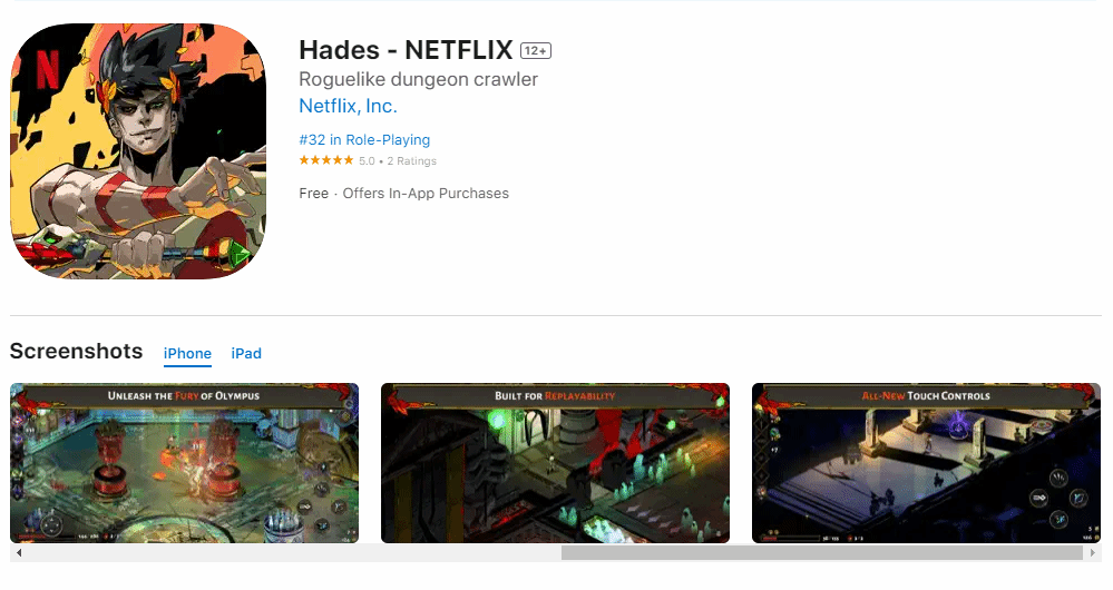 《哈迪斯》正式登陸iOS平台：需訂閱網飛會員