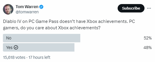 PGP版《暗黑破壞神4》沒有Xbox成就：半數玩家表示不在意