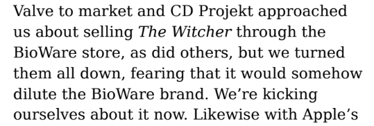 BioWare後悔商店當年錯失《巫師》：否則將成為STEAM