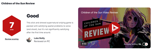 《太陽之子》IGN 7分：設計精妙 但缺乏重復遊玩價值