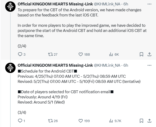 《王國之心ML》安卓版封閉測試宣布延期推遲至5月