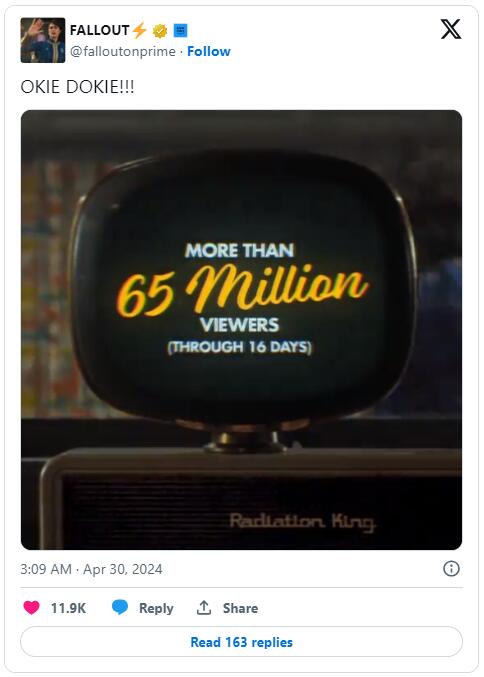 《異塵餘生》真人劇大成功：首播16天內吸引了6500萬觀眾