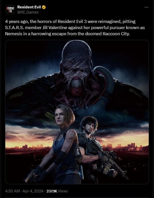 《惡靈古堡3重製版》迎四周年紀念！還記得吉爾和追追嗎
