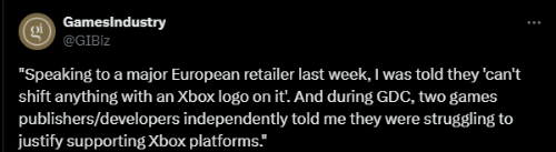 業績不佳：歐洲零售商稱很難出售帶有Xbox標志的產品