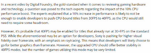CPU提升不顯著：專家稱PS5 Pro很難將部分30幀遊戲升級至40幀