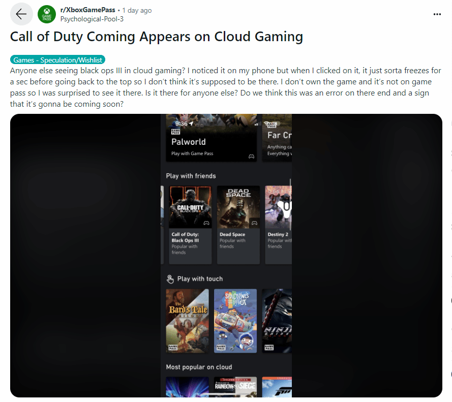 Xbox雲服務驚現《黑色行動3》《COD》要上XGP了？