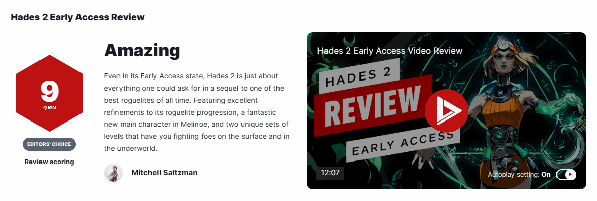 EA版《哈迪斯2》IGN 9分：絕佳肉鴿續作！